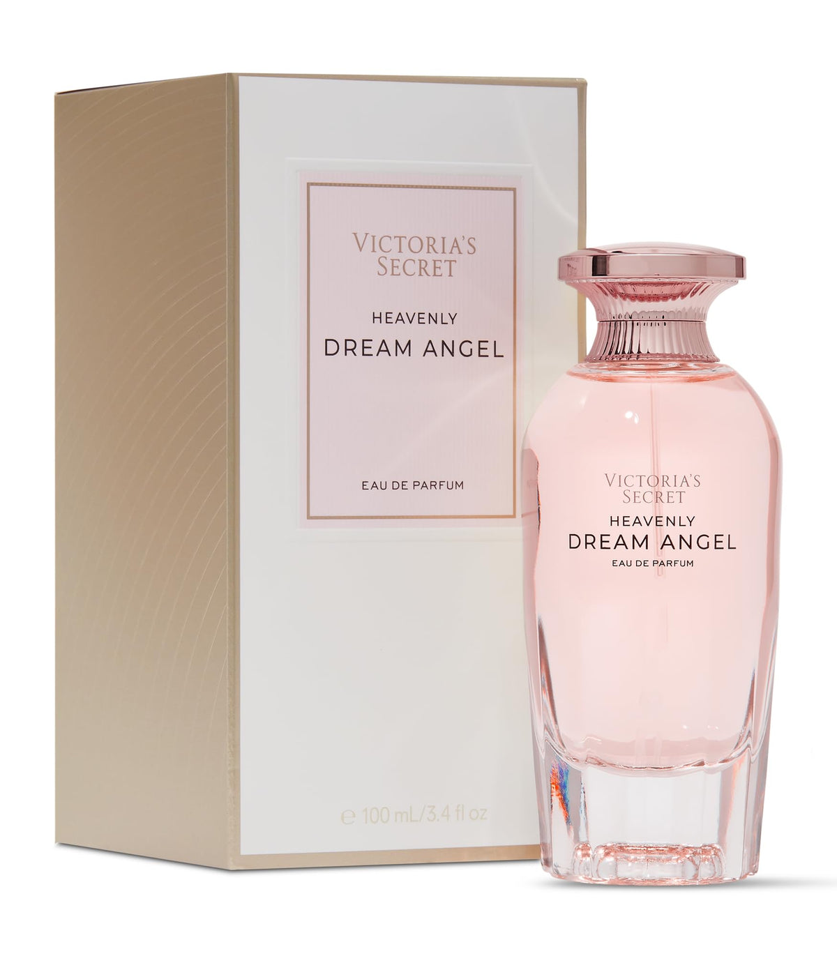 Victoria's Secret Heavenly Dream Angels bottle pour showing luminous fruity gourmand scent for daily wear.