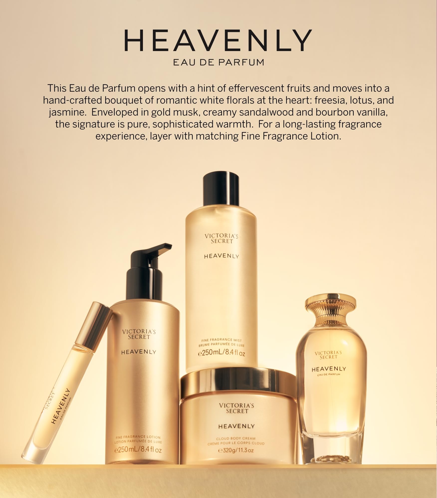 Victoria's Secret Heavenly gold musk note adds luminous warmth and depth
