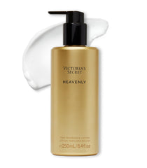 Victoria's Secret Heavenly Fine Fragrance Lotion bottle close-up showing warm musk notes.