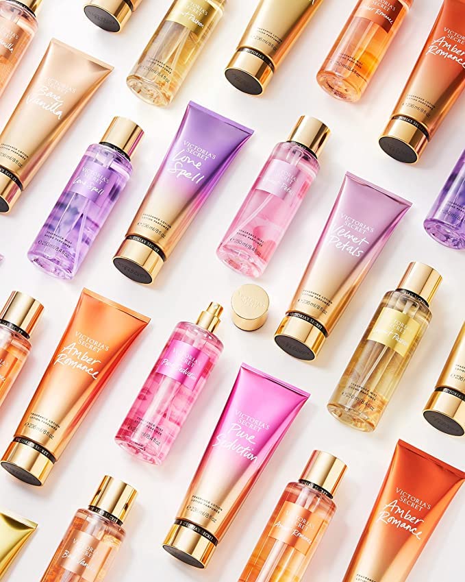 Victoria's Secret Love Spell Body Mist 3-Pack gift-ready display for fragrance lovers