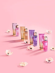 Victoria's Secret Love Spell Body Mist 3-Pack label-detail image highlights sizing and fragrance notes