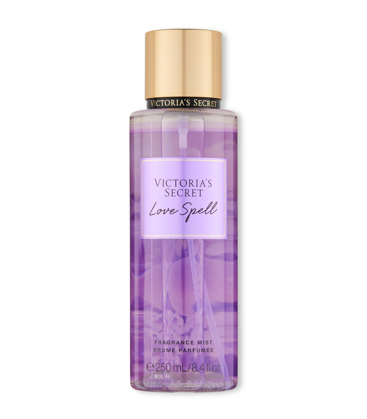 Victoria's Secret Love Spell bottle front with peach-cherry notes for daily soft fragrance.