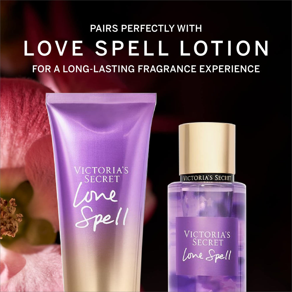 Victoria's Secret Love Spell label closeup highlighting romantic florals for everyday allure.