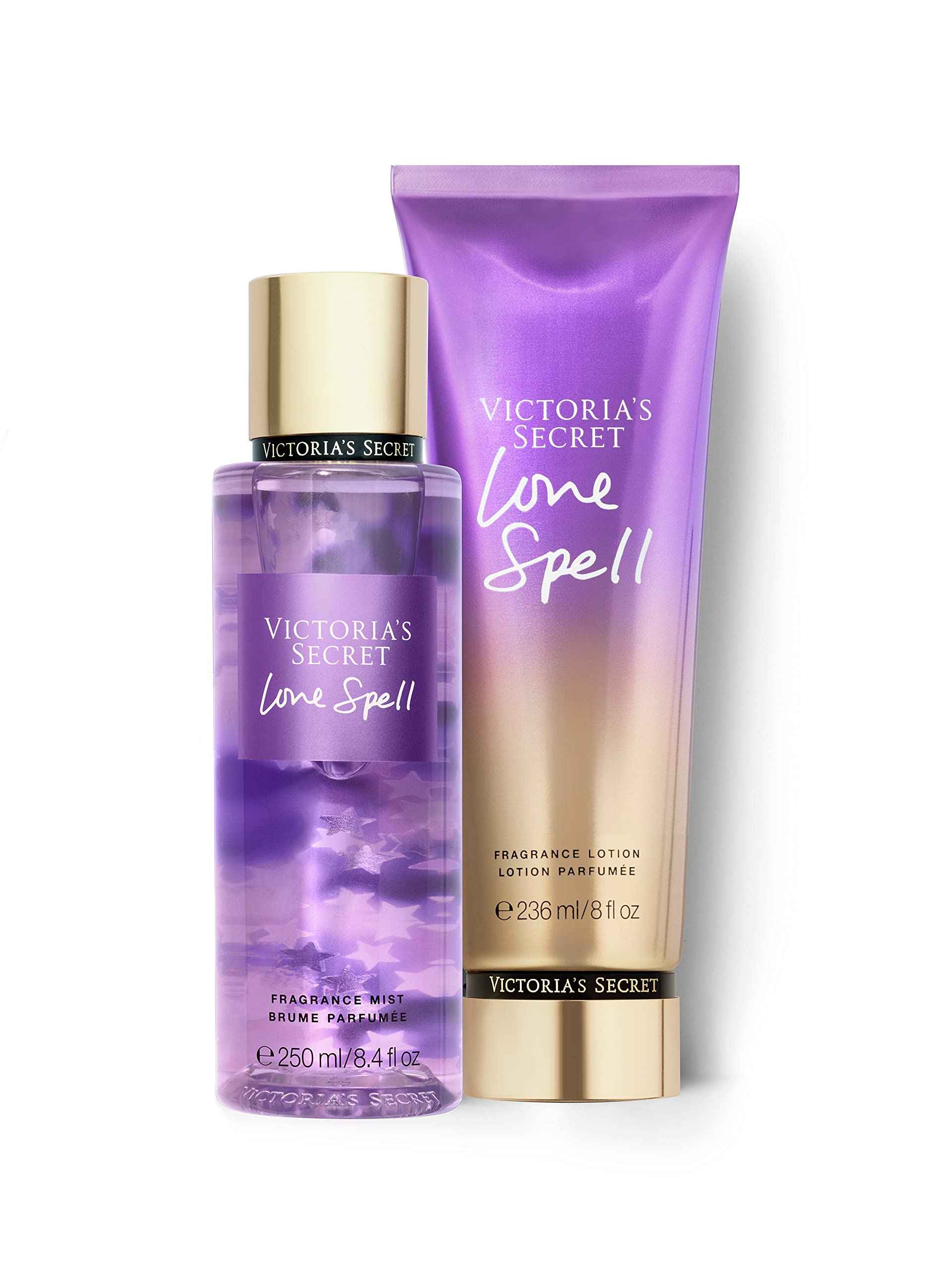 Victoria's Secret Love Spell Mist bottle shows fruity floral notes for mood lifting scent.