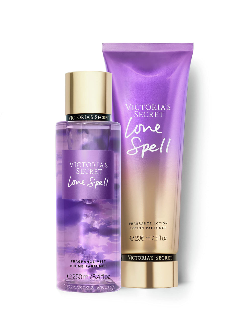 Victoria's Secret Love Spell Mist bottle shows fruity floral notes for mood lifting scent.