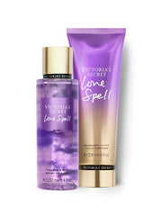 Victoria's Secret Love Spell Mist bottle shows fruity floral notes for mood lifting scent.
