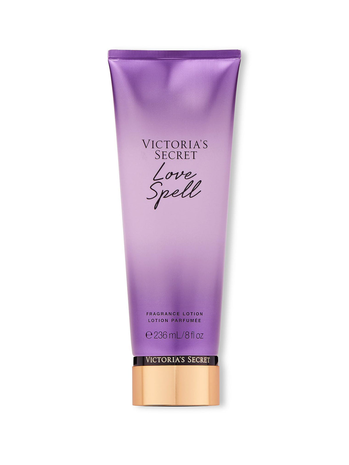 Victoria's Secret Love Spell Nourishing Lotion bottle promotes quick absorption for everyday hand and body care.