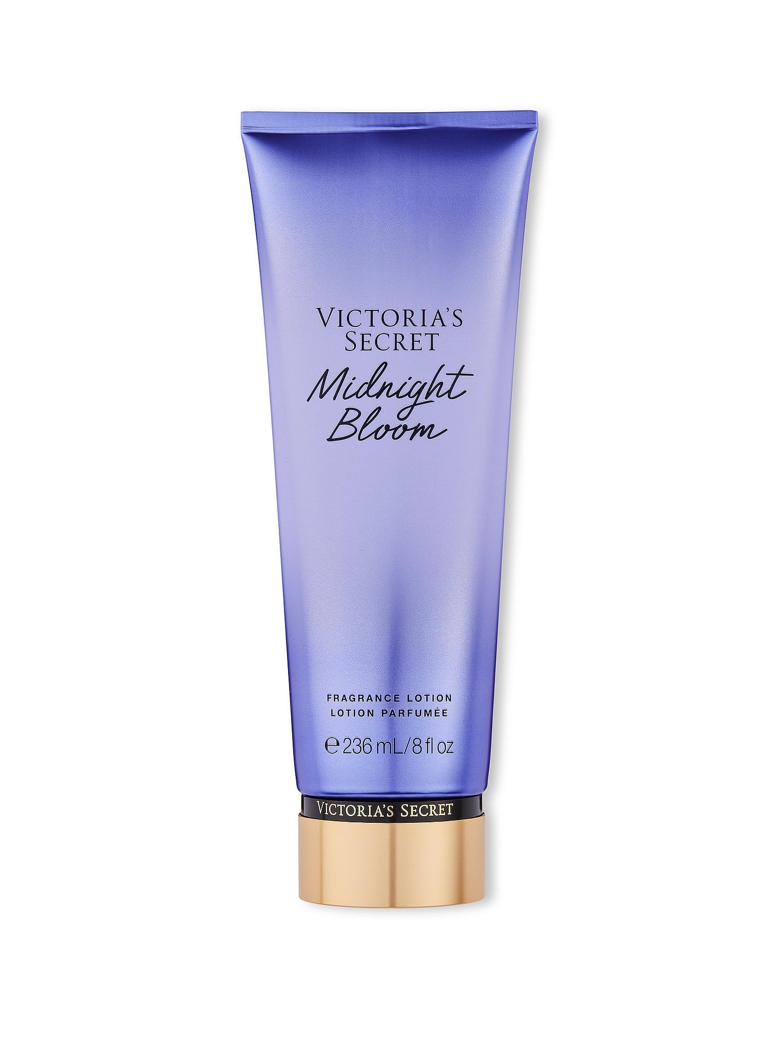 Victoria's Secret Midnight Bloom fragrance-lotion bottle showcases warm floral scent and daily moisturization.