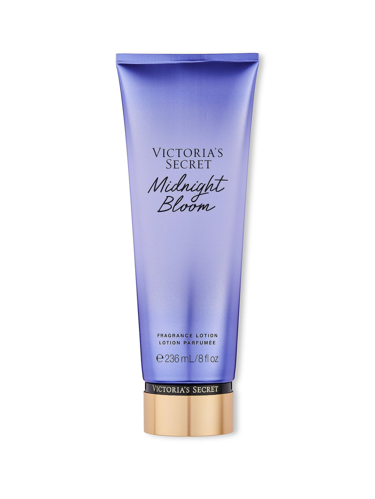 Victoria's Secret Midnight Bloom fragrance-lotion bottle showcases warm floral scent and daily moisturization.