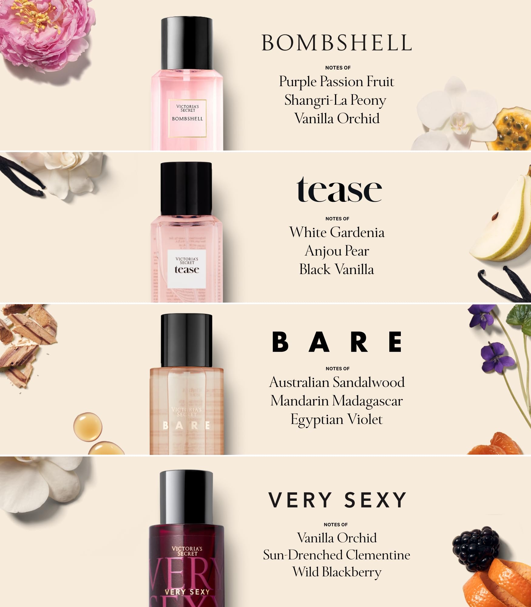 Victoria's Secret mini mist set scent sampler shows four options for daily wear.