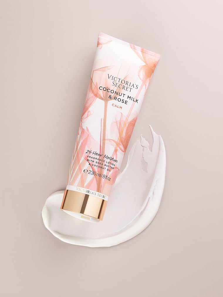 Victoria's Secret Natural Beauty Exfoliating Scrub jar complements the lotion routine.