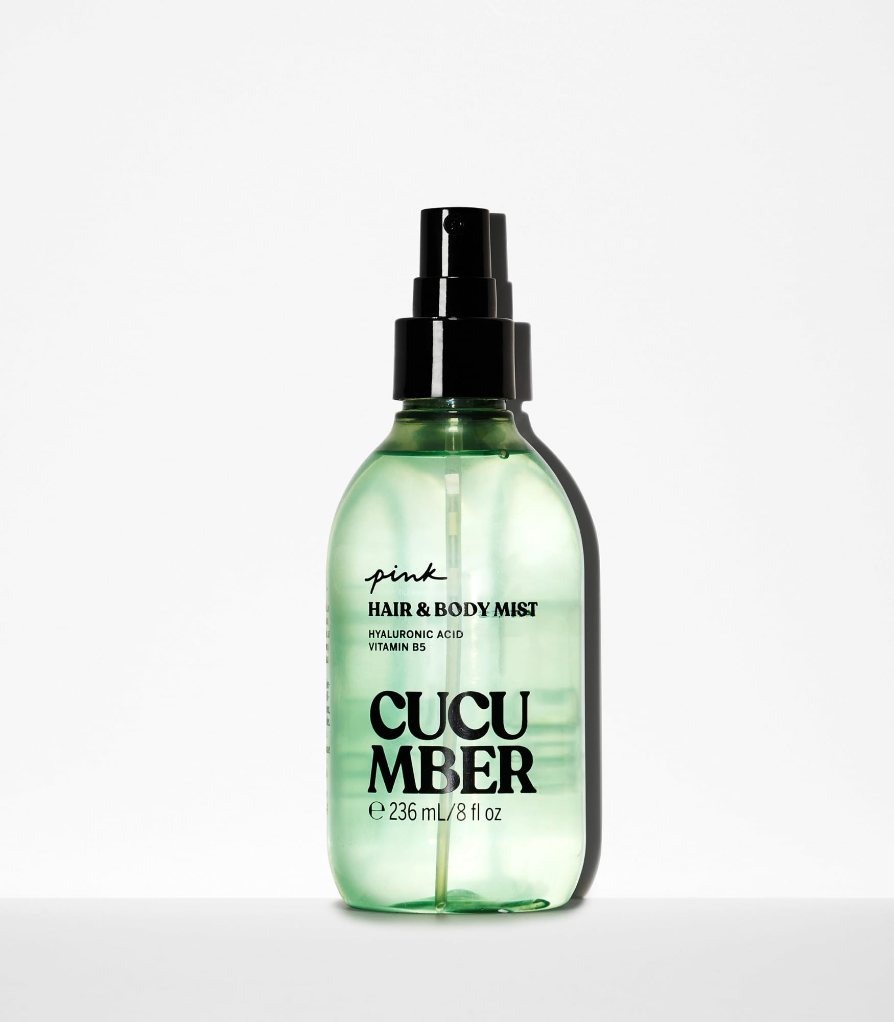 Victoria's Secret PINK Cucumber mist label highlights alcohol-free formula