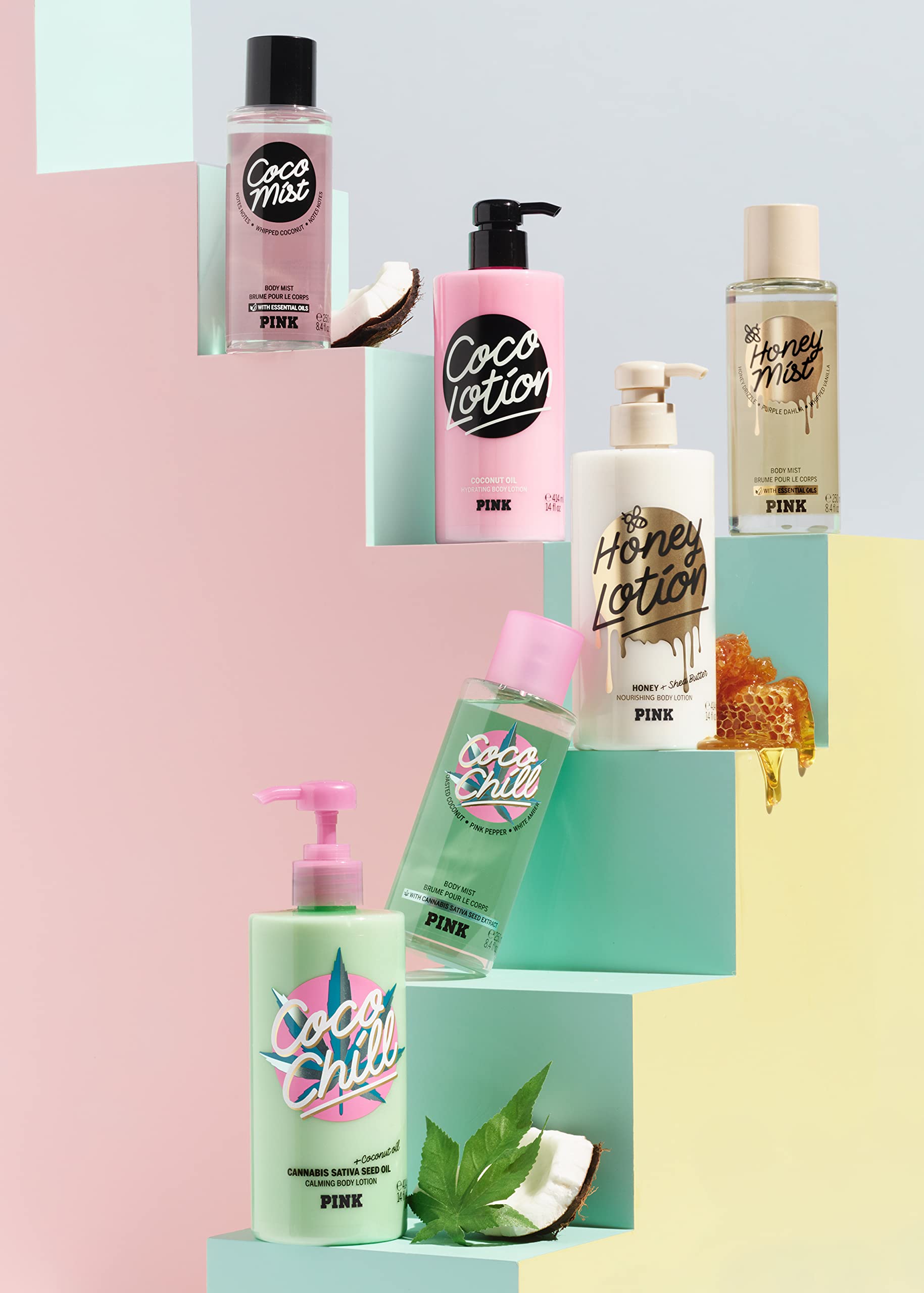 Victoria's Secret Pink Honey body mist dispensing view shows easy spray for quick refresh.