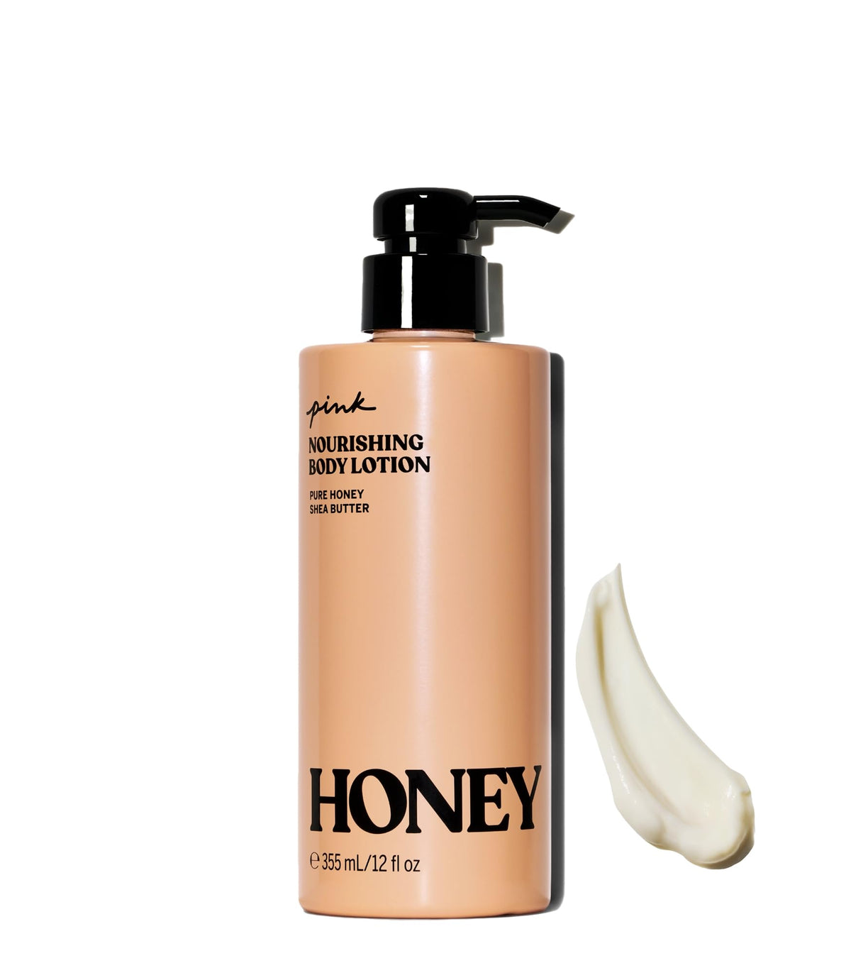 Victoria's Secret Pink Honey Nourishing lotion bottle close-up for daily hydration