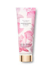 Victoria's Secret Pomegranate & Lotus bottle pour shows silky hydration for daily conditioning.