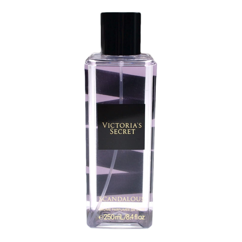 Victoria's Secret Scandalous fragrance mist bottle for daily wear and mood-enhancing floral scent.