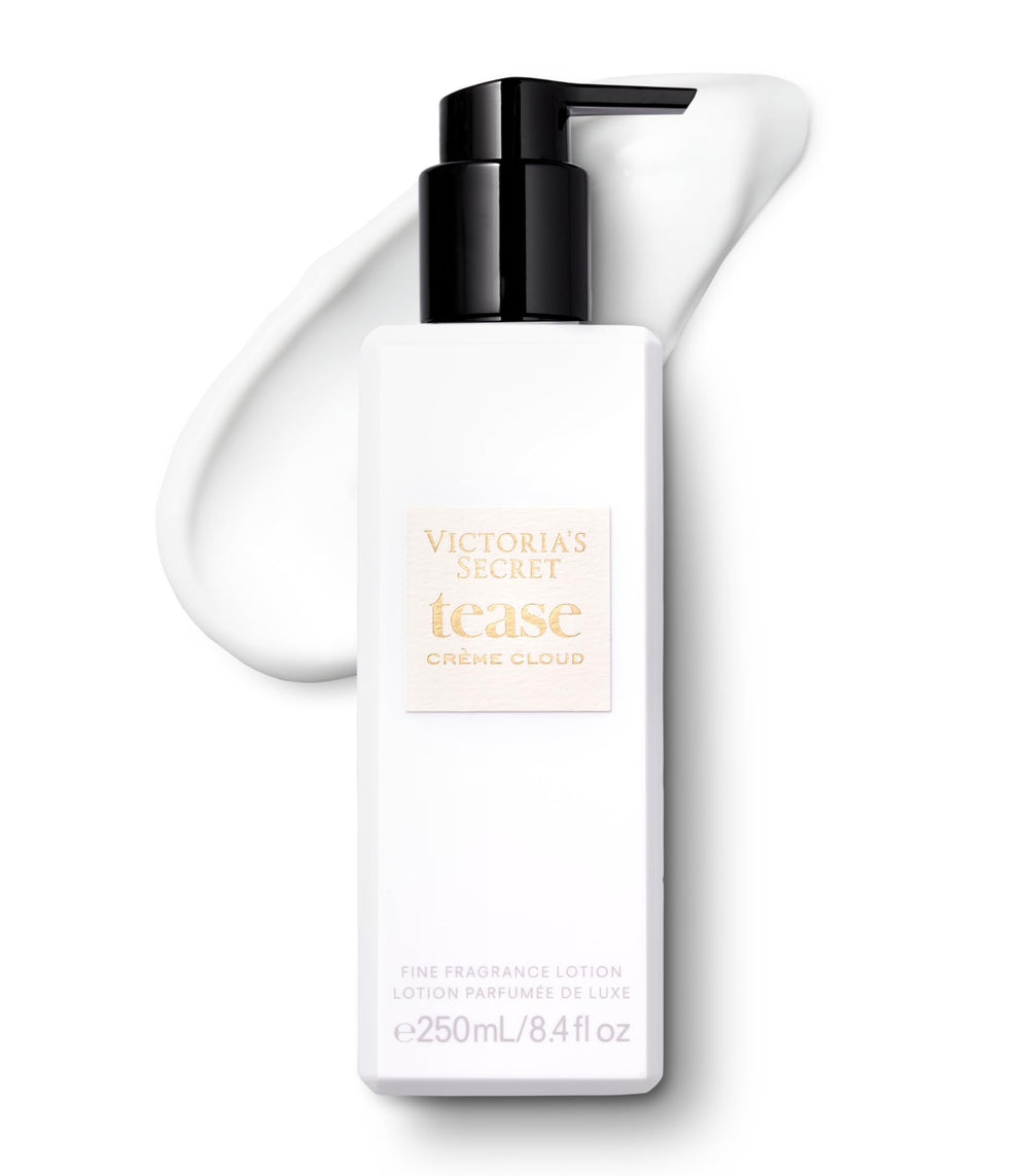 Victoria's Secret Tease Creme Cloud bottle shows airy gourmand fragrance for daily wear.