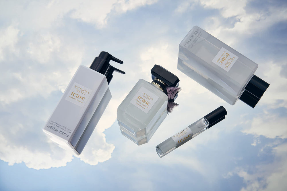 Victoria's Secret Tease Crème Cloud mist packaging with 8.4 oz bottle for travel-friendly fragrance
