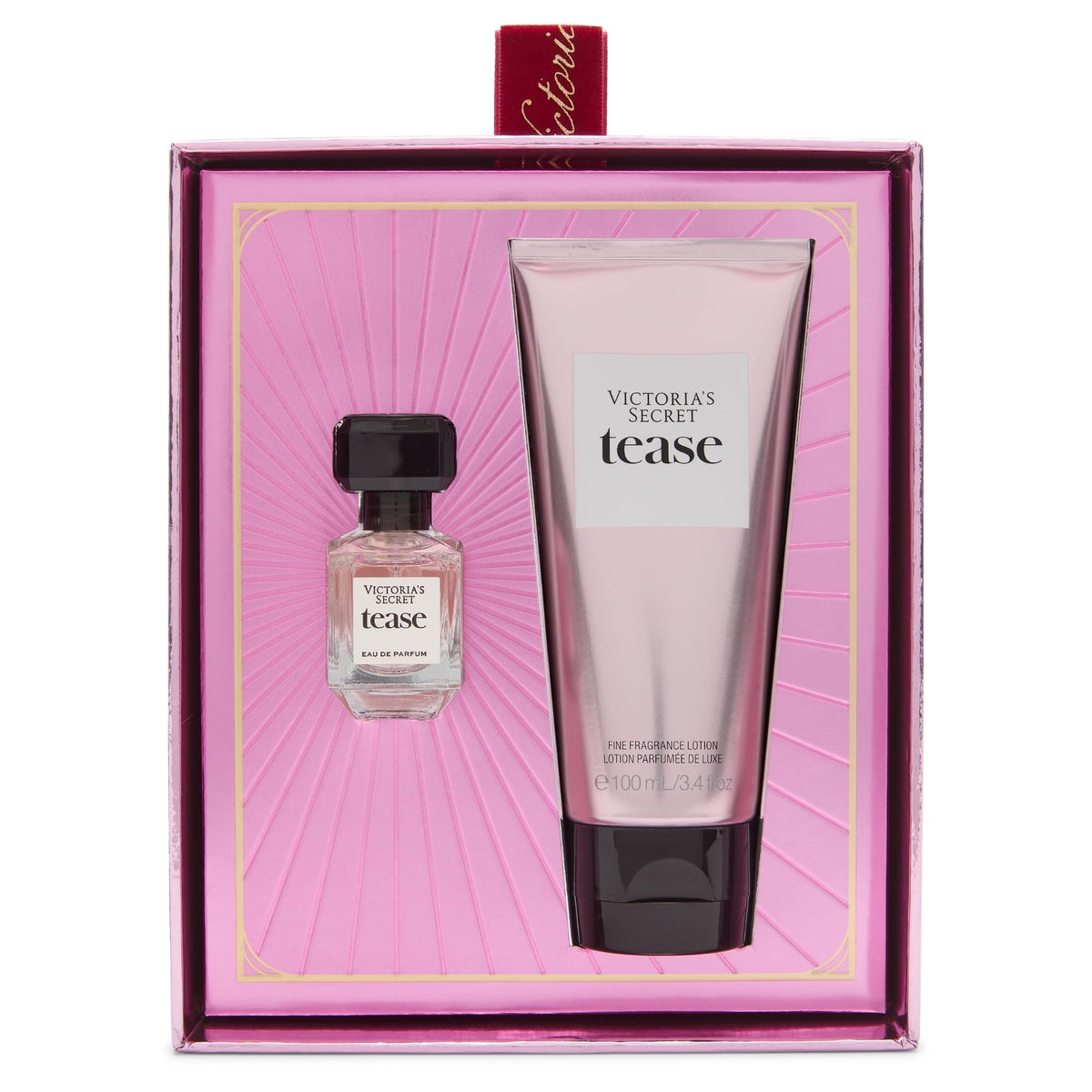 Victoria's Secret Tease mini EDP bottle highlighting pear and gardenia for on-the-go scent.