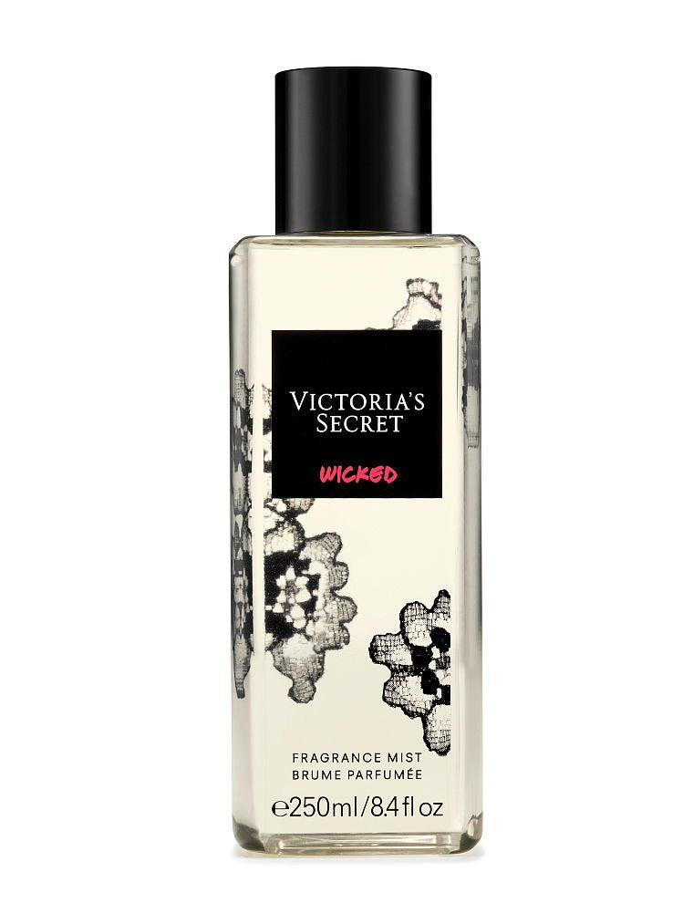Victoria's Secret Wicked Fragrance Mist bottle for everyday scent and mood-boosting ritual.
