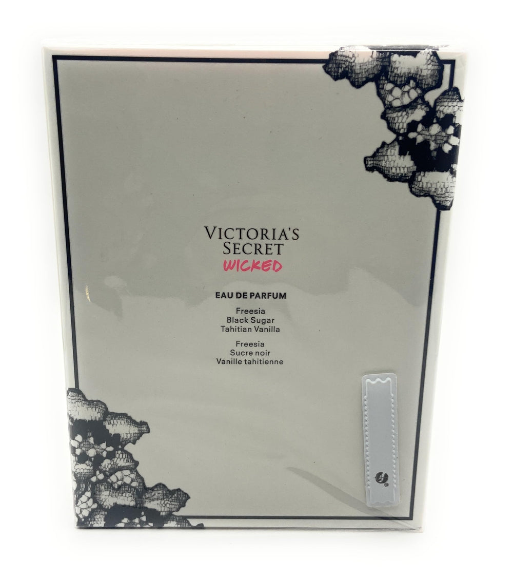 Victoria's Secret Wicked perfume packaging closeup emphasizes bold, edgy scent for occasions
