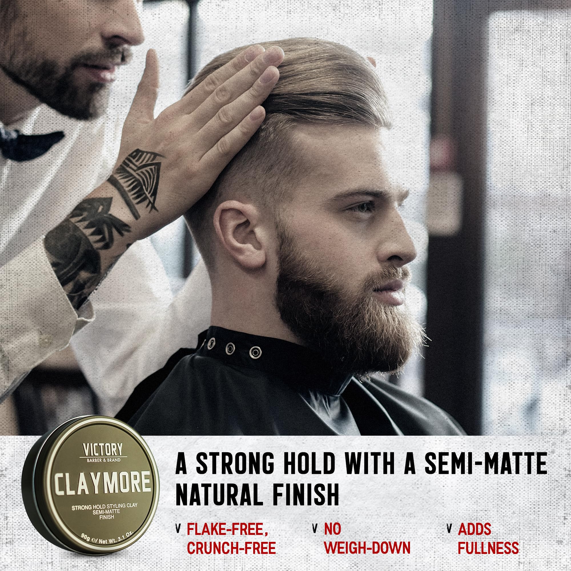 Claymore matte-finish close-up emphasizes non-shiny texture without glare