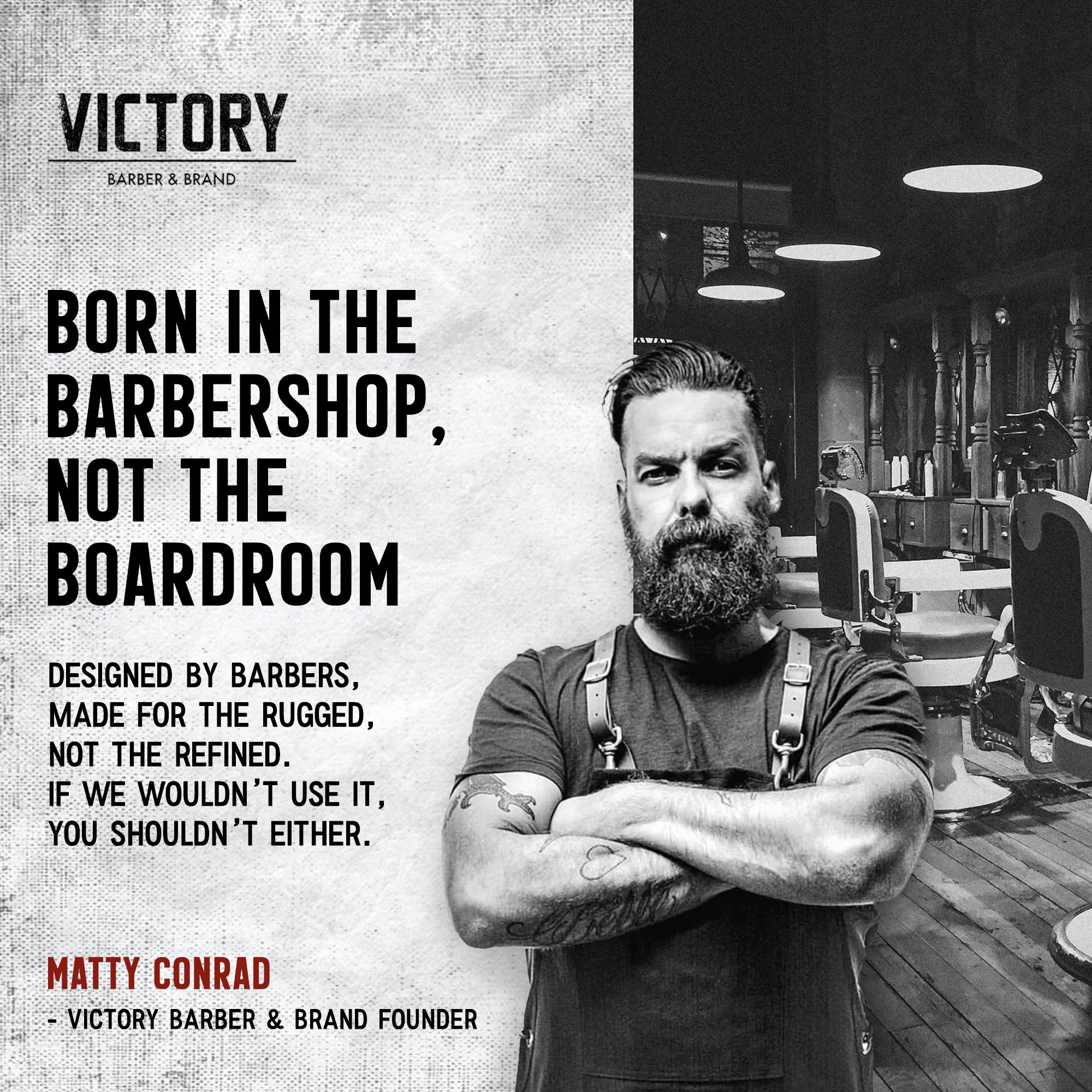 Victory Barber & Brand Pomade morning routine promotes quick daily styling.
