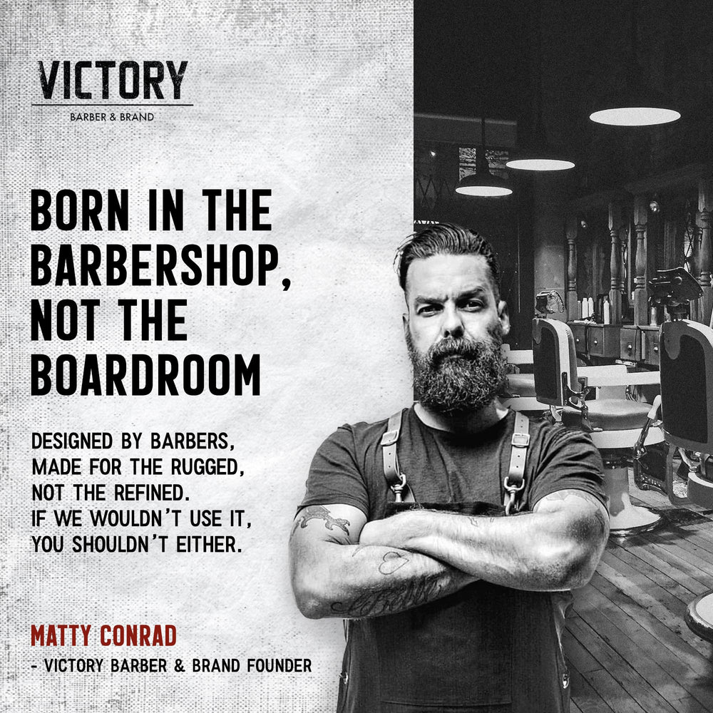 Victory Barber & Brand Pomade morning routine promotes quick daily styling.