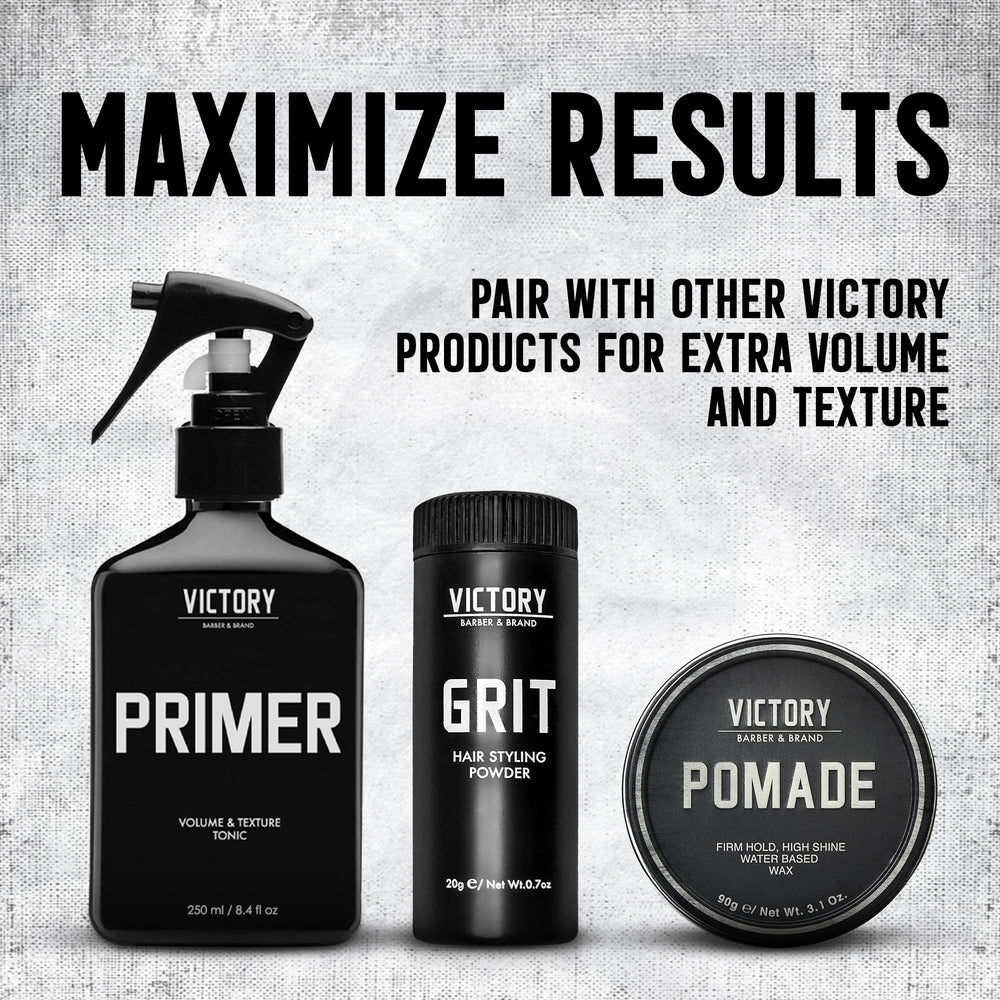 Victory Primer is great for on-the-go styling with lasting texture.