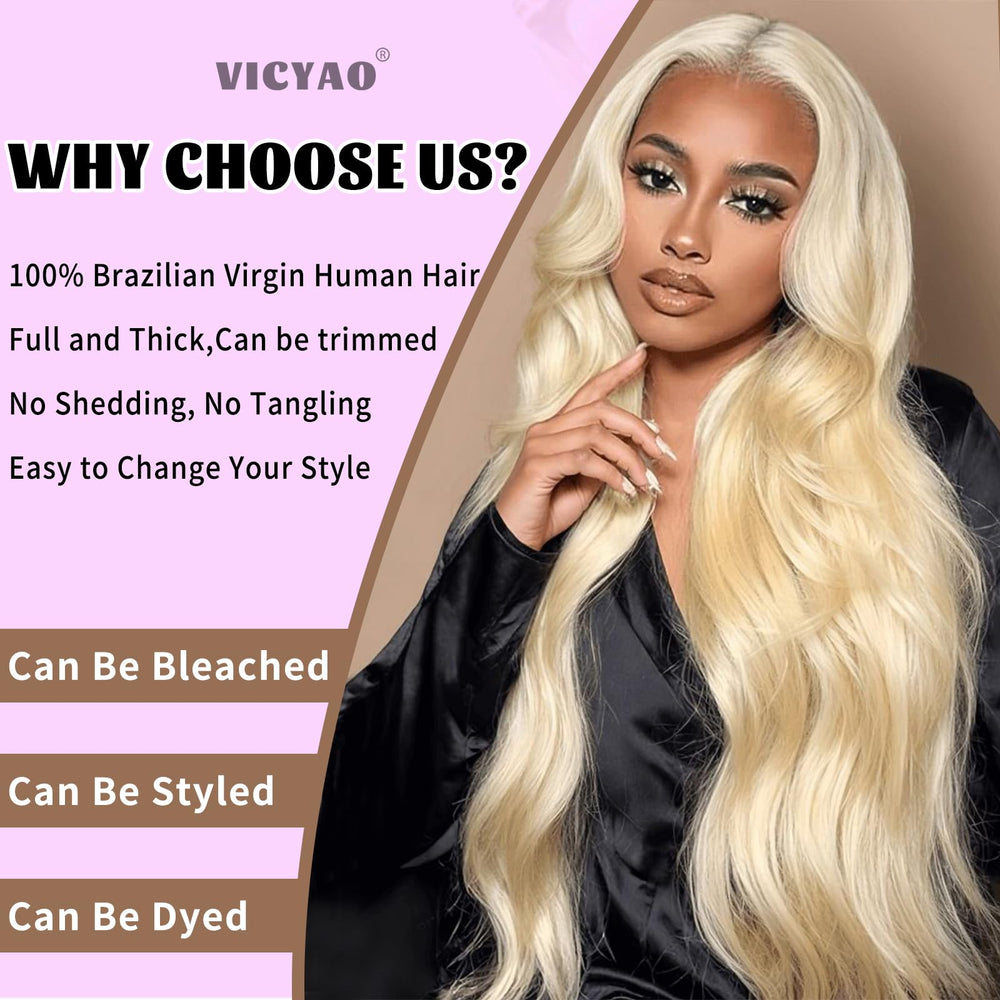 VICYAO 613 blonde bundles length measurement shows true length preview.