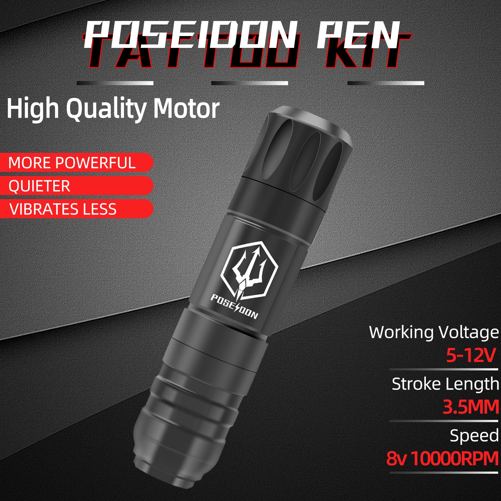 Vidattx Poseidon 1500mAh battery pack powers longer tattoo practice sessions.