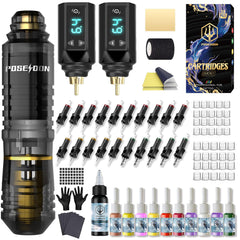Vidattx Poseidon tattoo pen kit front view showing ergonomic grip for comfortable sessions
