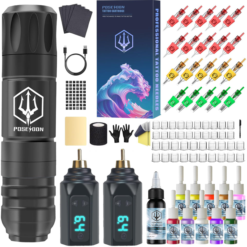 Vidattx Poseidon wireless tattoo pen ready for precise, portable sessions.