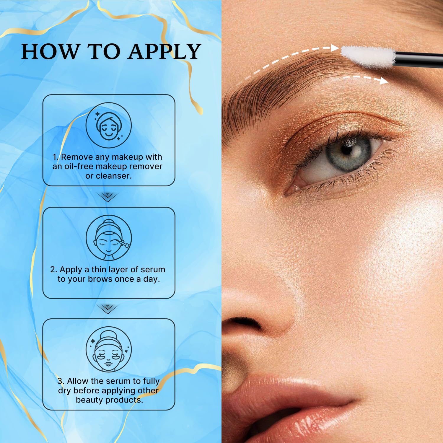 VieBeauti eyebrow serum visuals suggest potential fuller brows with regular use