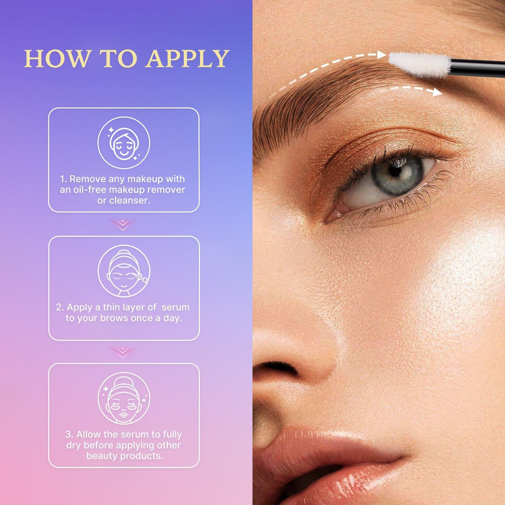 VieBeauti Eyebrow Growth Serum swatch on skin shows natural finish with subtle shine