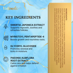 VieBeauti serum ingredients label highlights Swertia Japonica for nourishing brows