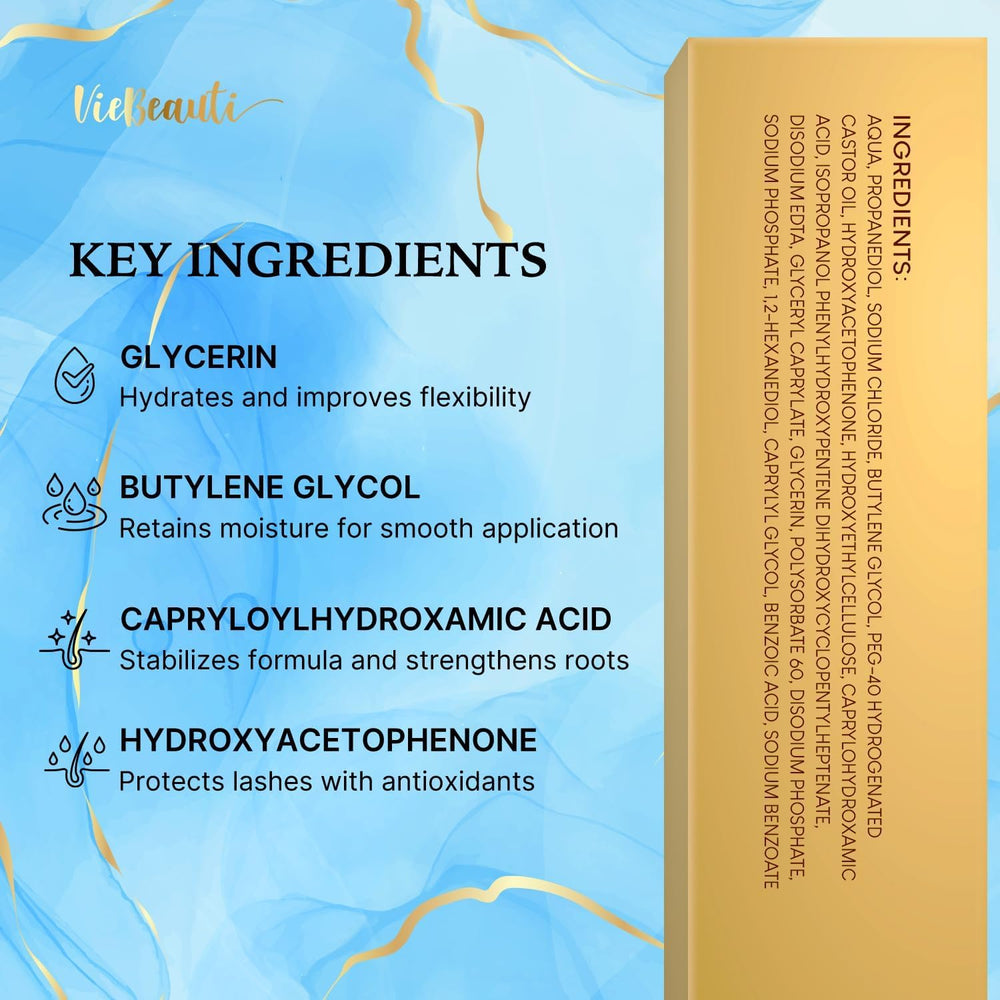 VieBeauti Lash Serum bottle with label emphasizes premium 5-month supply.