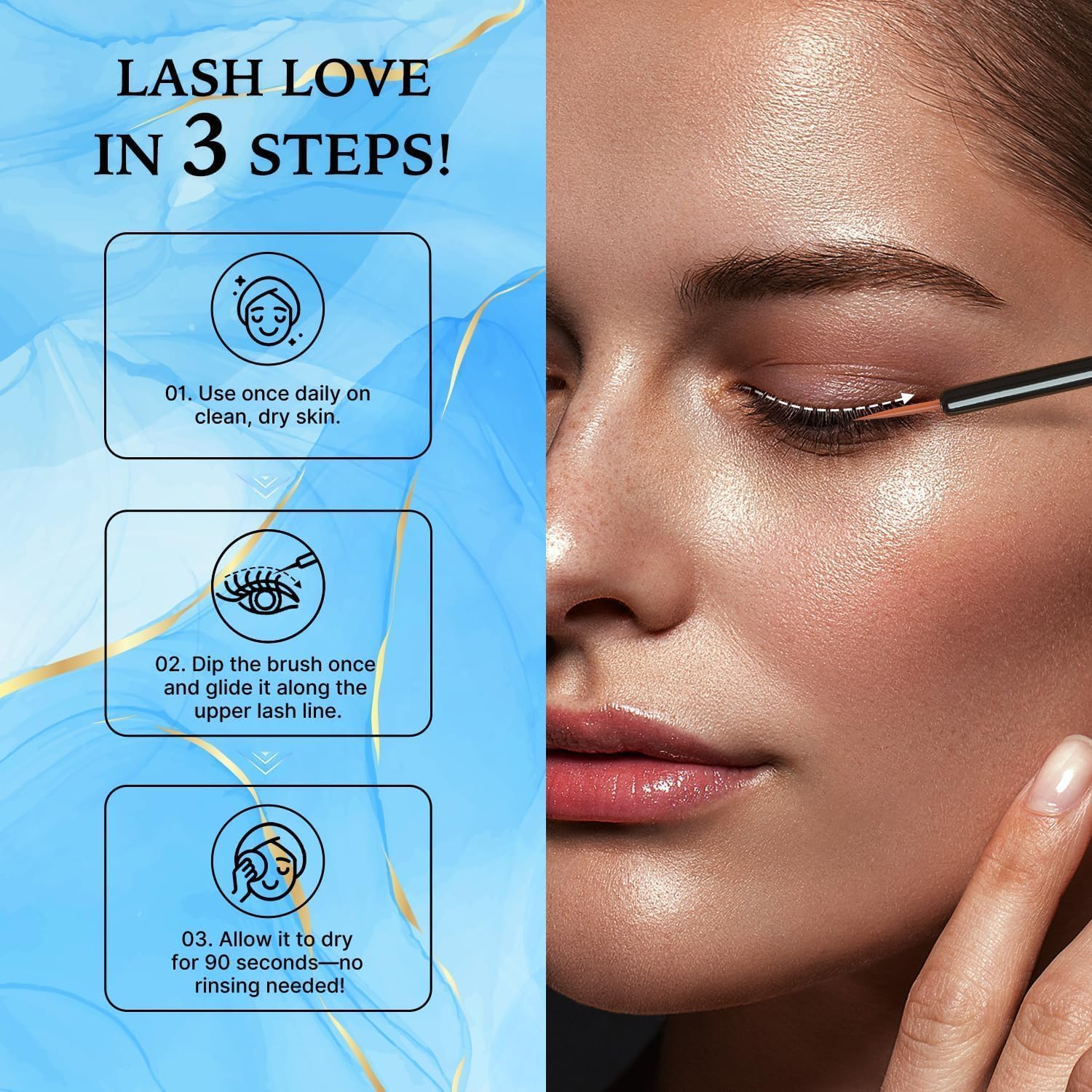 VieBeauti Lash Serum Swertia Japonica extract supports healthy lash appearance.