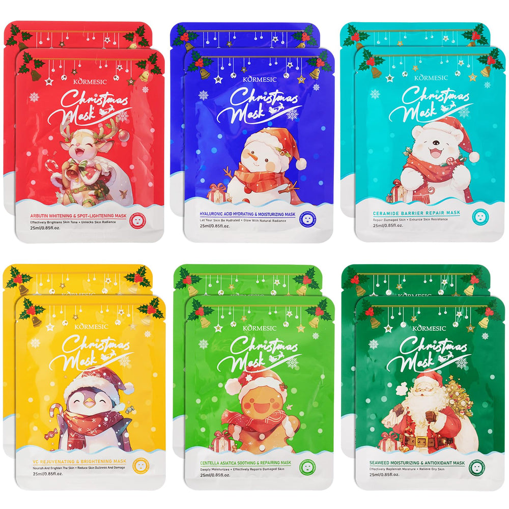 Vienflona Christmas face mask set packaging showcases festive design ideal for gifting and stocking stuffers.