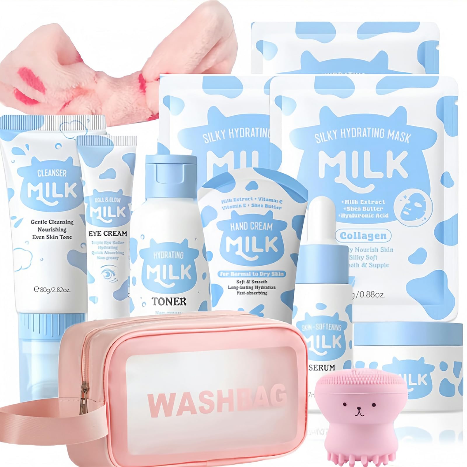 Vienflona Milk Skincare Set packaging on a desk, ready for travel-friendly hydration