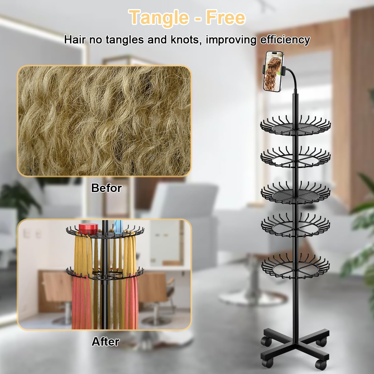 VIFOCUFY braiding hair rack snap-on assembly without screws.