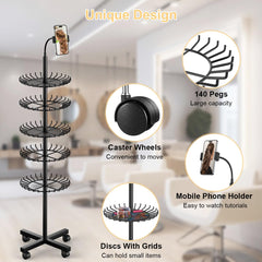 VIFOCUFY braiding hair rack vertical design saves countertop space for tools.