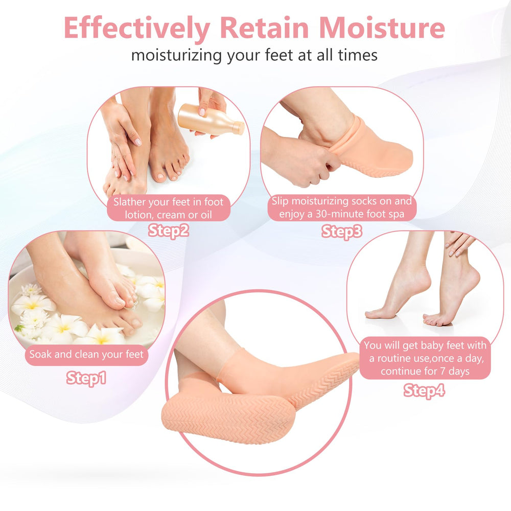 Vigdit silicone moisturizing socks close up texture showing soft silicone