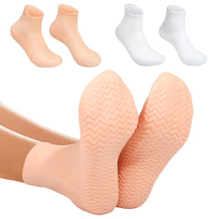 Vigdit silicone moisturizing socks pack in white and beige for home foot care