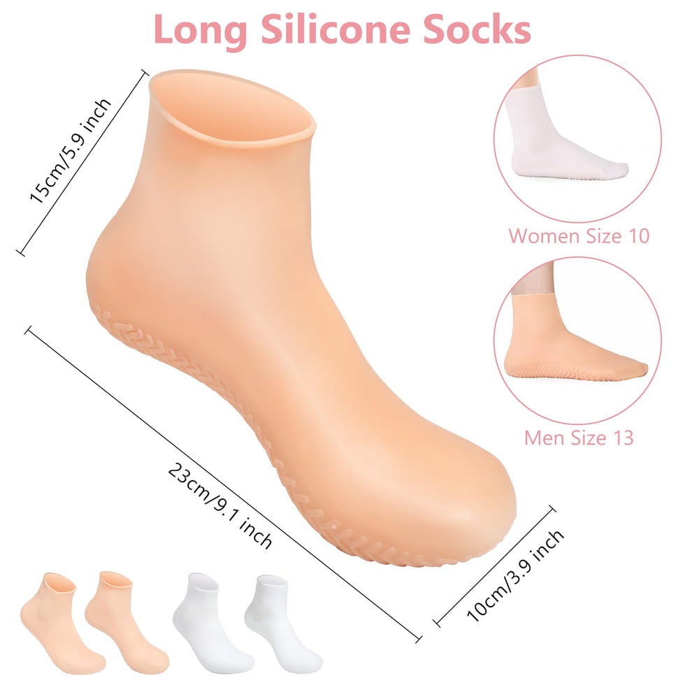 Vigdit white beige colorway silicone moisturizing socks two pair pack