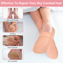 Vigdit XL fit silicone moisturizing socks on foot for larger sizes