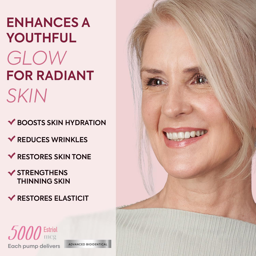 Vigority Estriol cream texture swirls indicate fast-absorbing, non-greasy formula.