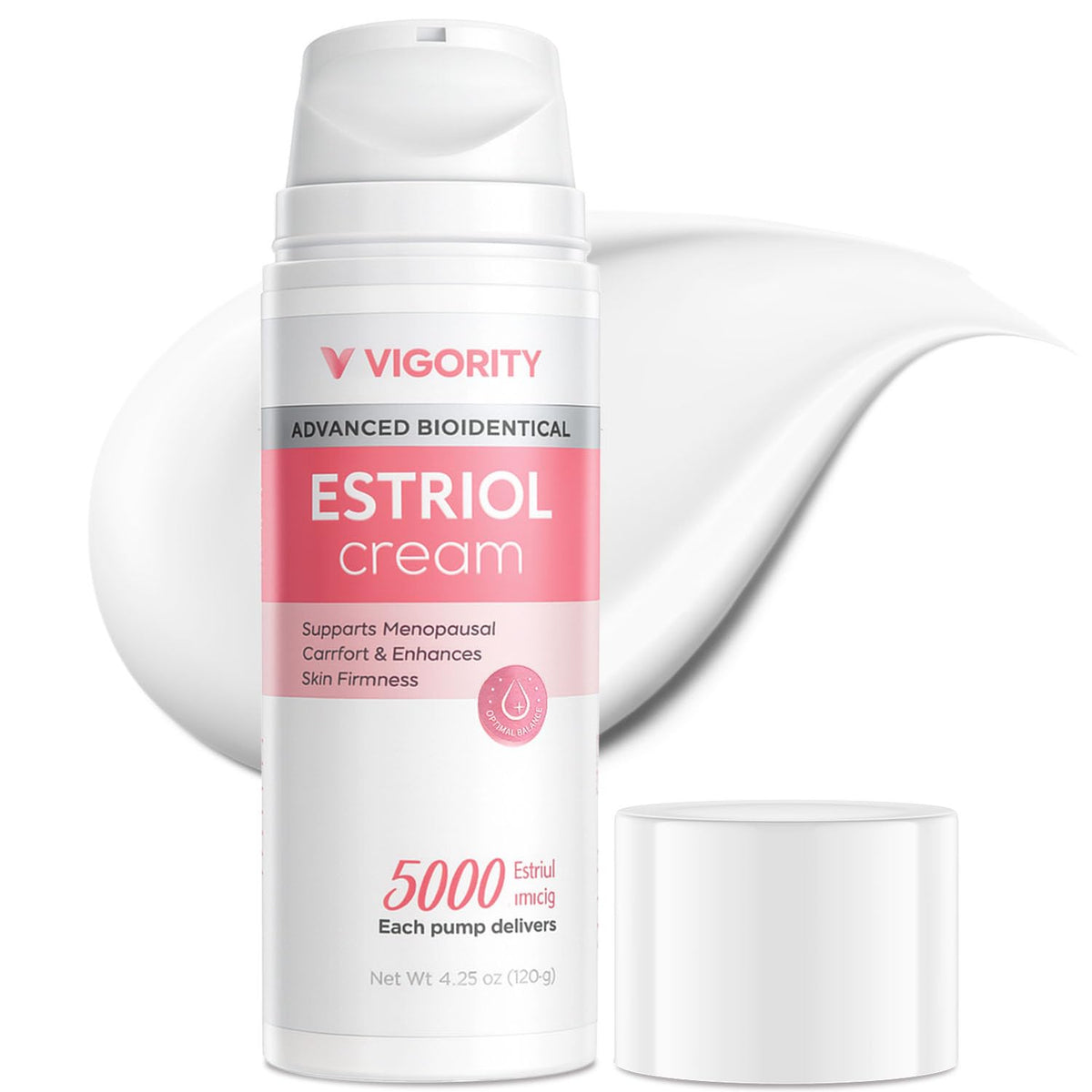 Vigority Estriol Face Cream bottle delivers hydrating moisture for daily skincare.