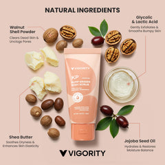 Vigority KP Bump Eraser jar displaying spa-quality exfoliating scrub