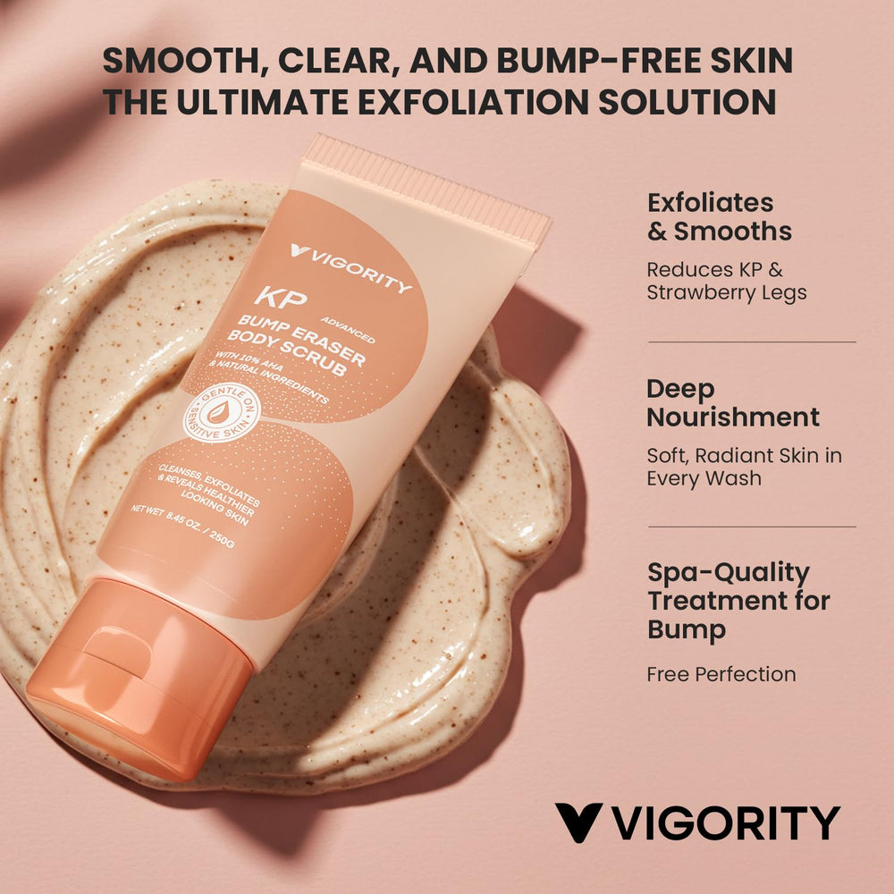Vigority KP Bump Eraser scrub texture with gritty walnut shell exfoliants for gentle removal